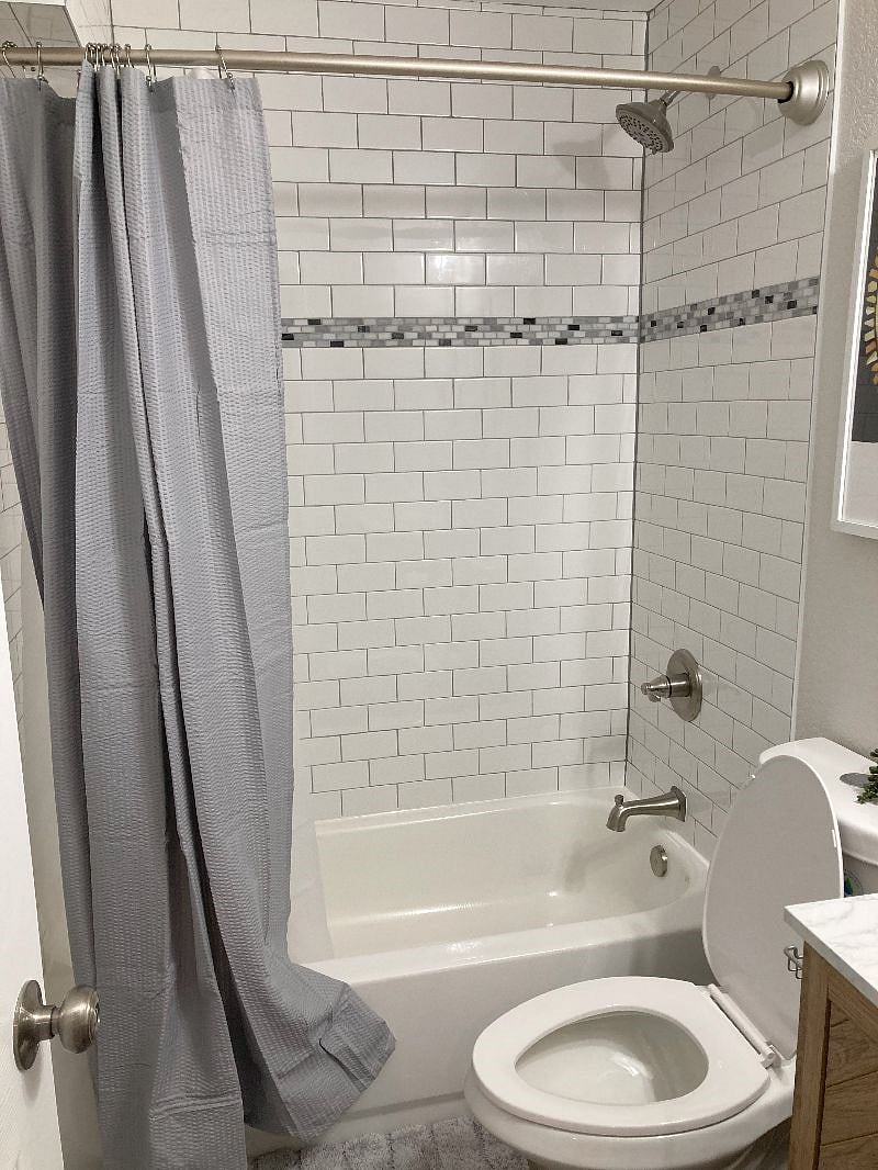 Subway tile shower.