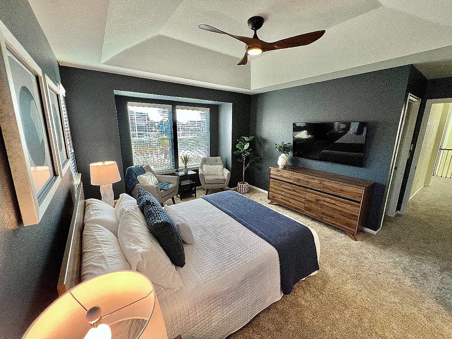 Primary Queen bed with TV
