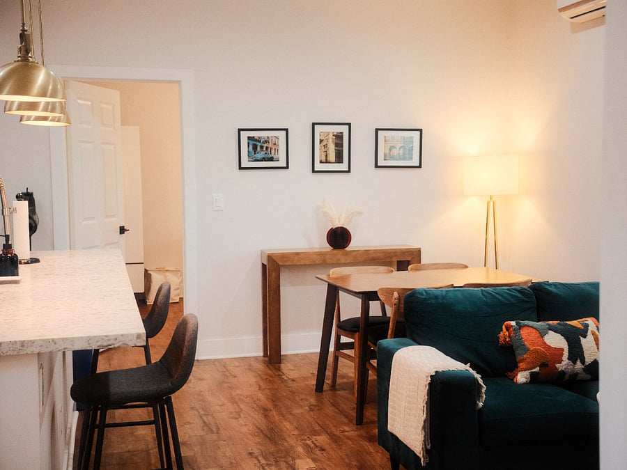 Living room + dining area