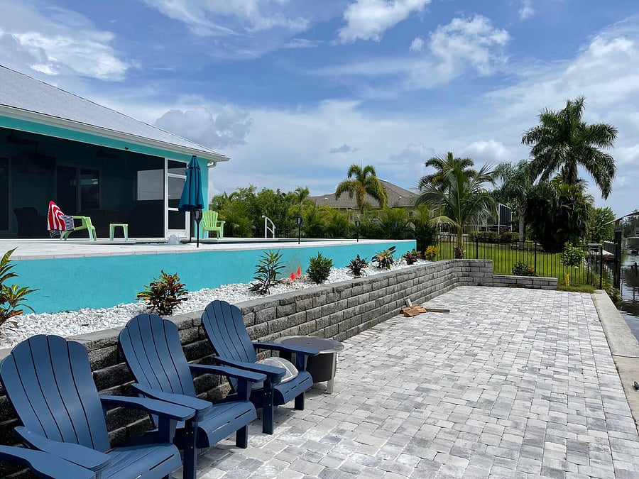 Concrete patio area for docking your boat and relaxing with family and friends