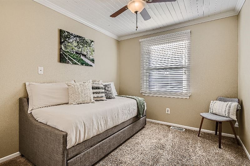 3rd bedroom - Twin daybed with twin trundle. Foldable desk in closet.