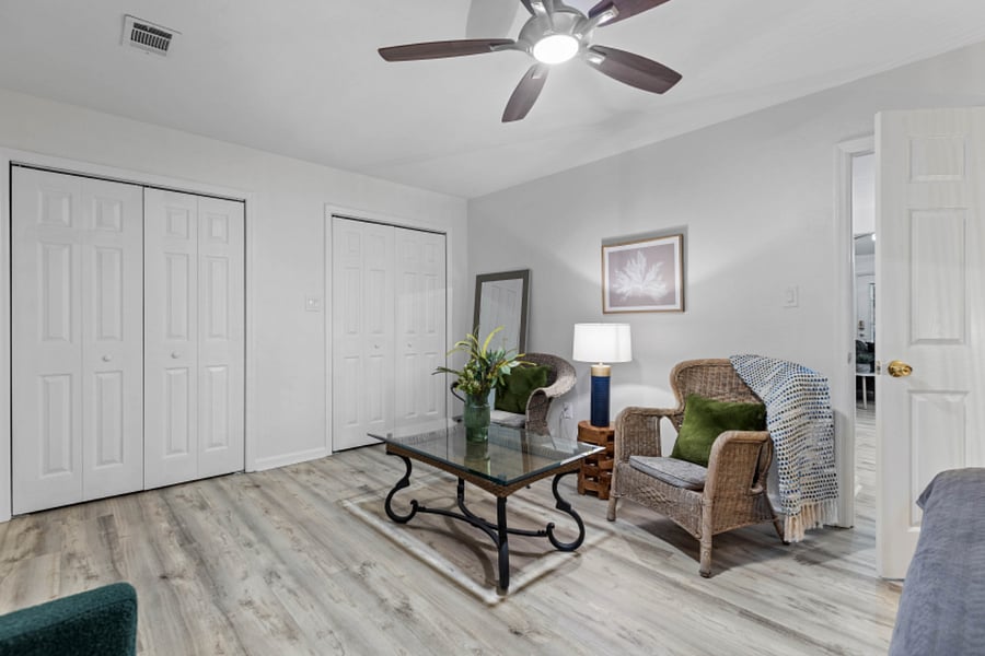 Plenty of closet space and large lounge area in master