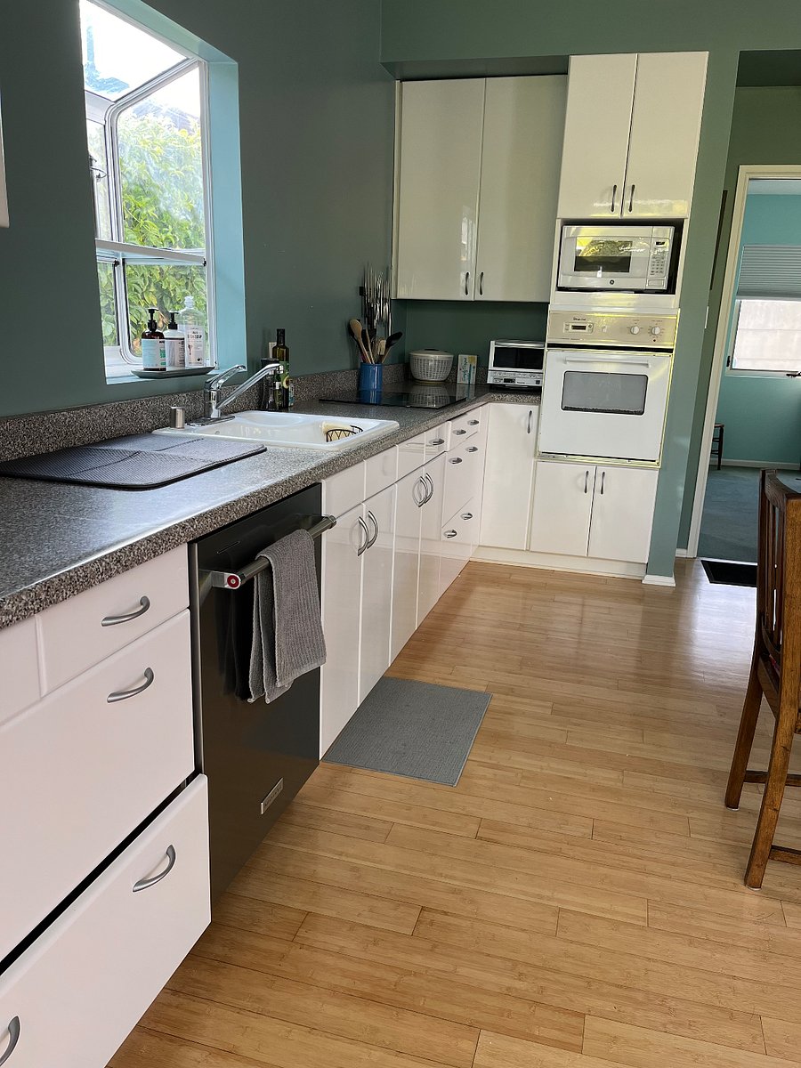 Spacious kitchen, high-end appliances.