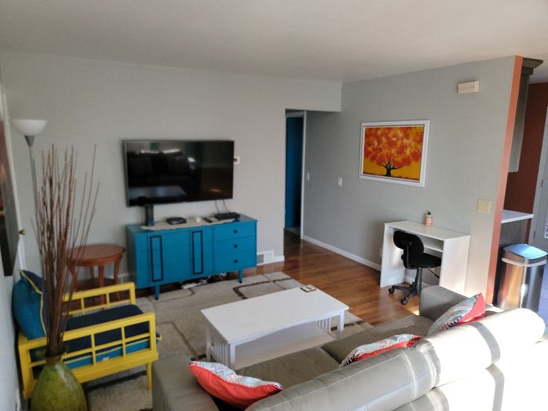 Living room and office desk