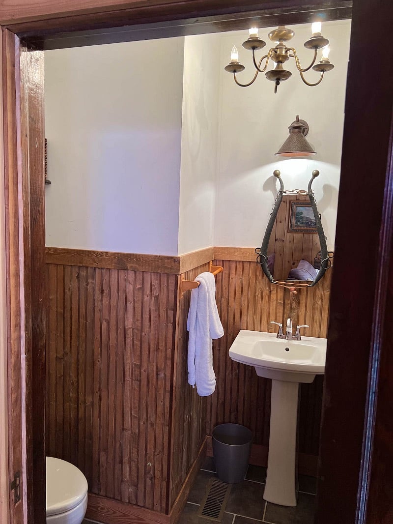 Full bath with bathtub off den
