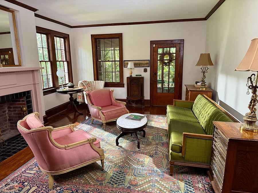Vintage vibes and cozy. Living room connects to large front porch and screen porch