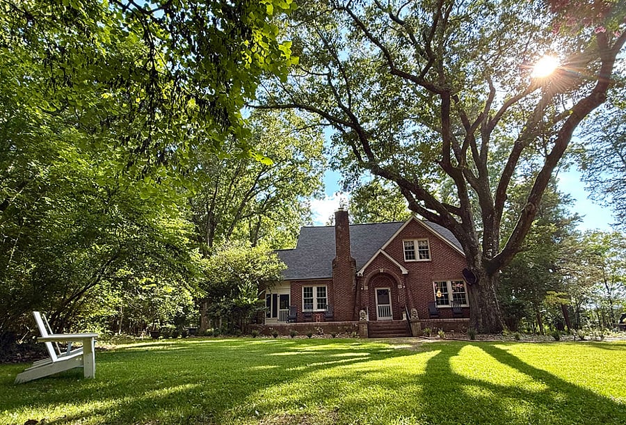 Front of house, rockers + shade + breeze + views of deer wandering thru, what could be better!
