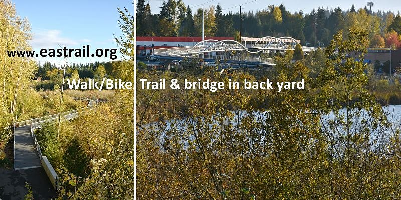 Backyard is the www.Eastrail.org - walking/running/biking trail that hooks up with other trails...amazing!