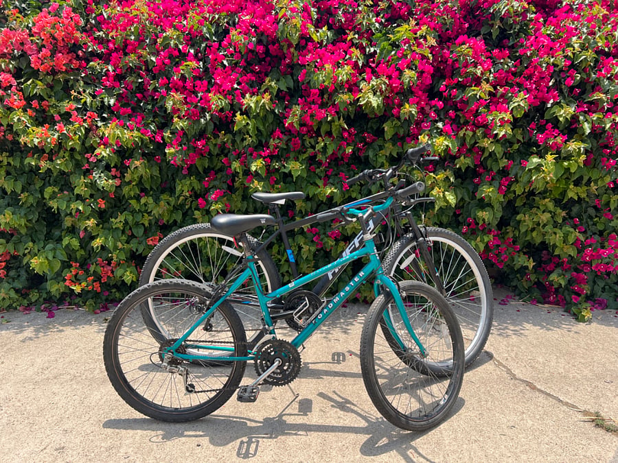 We provide 2 bike with helmets, lock, and pump.