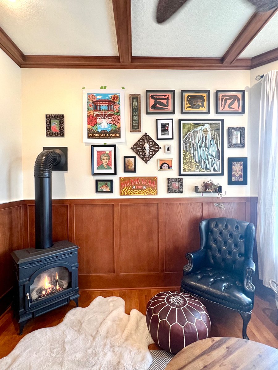 Gas fireplace in shared living room