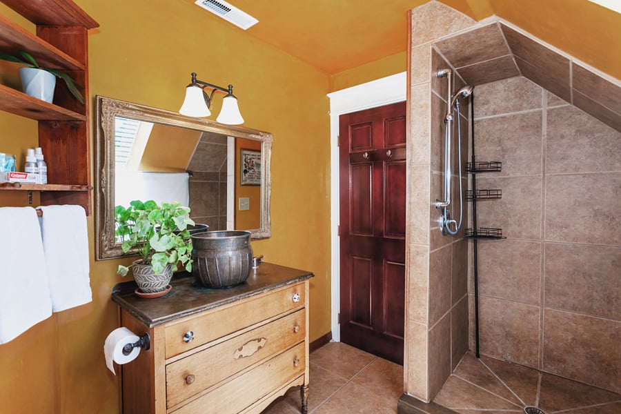 Walk in shower in the shared bath