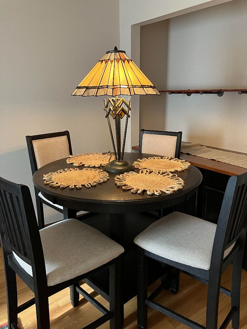 Family room with dining table