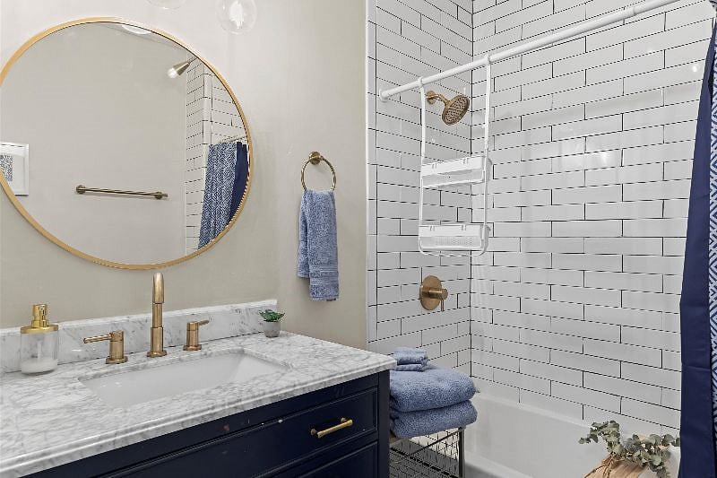Spa-like bathroom with makeup towels included