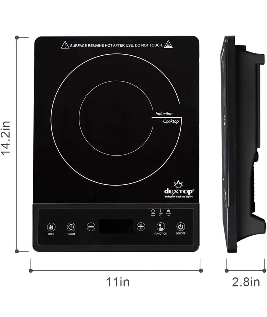 Portable single burner induction cooktop.