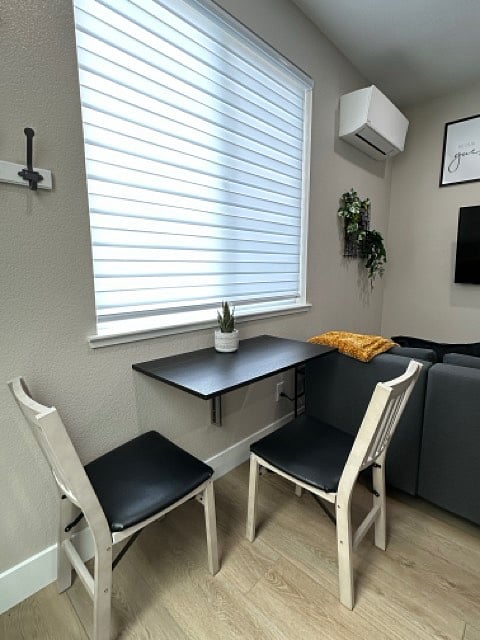 Foldable dining table and chairs.