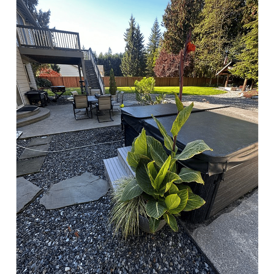 Hot tub and back patio