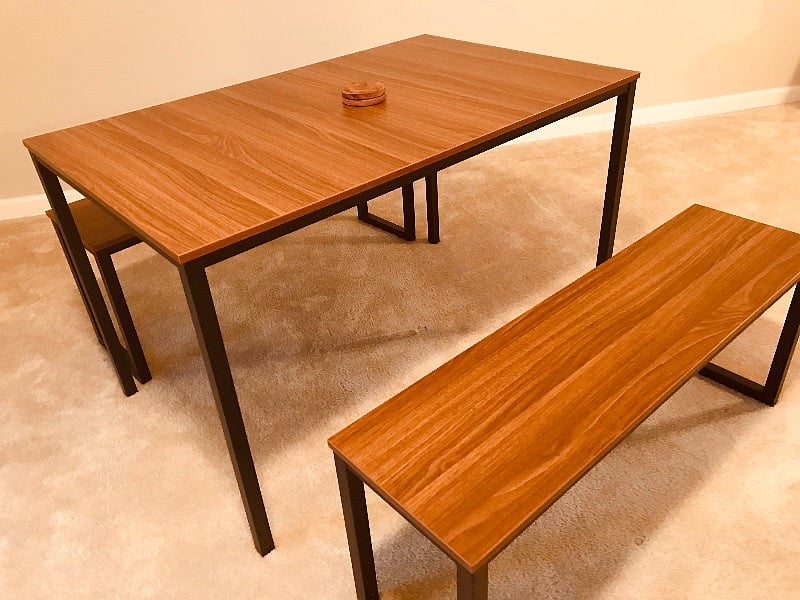 Sizeable dining table can double as a large workspace.