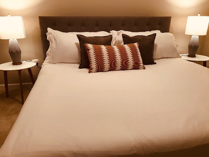 King-sized memory foam bed in private basement studio