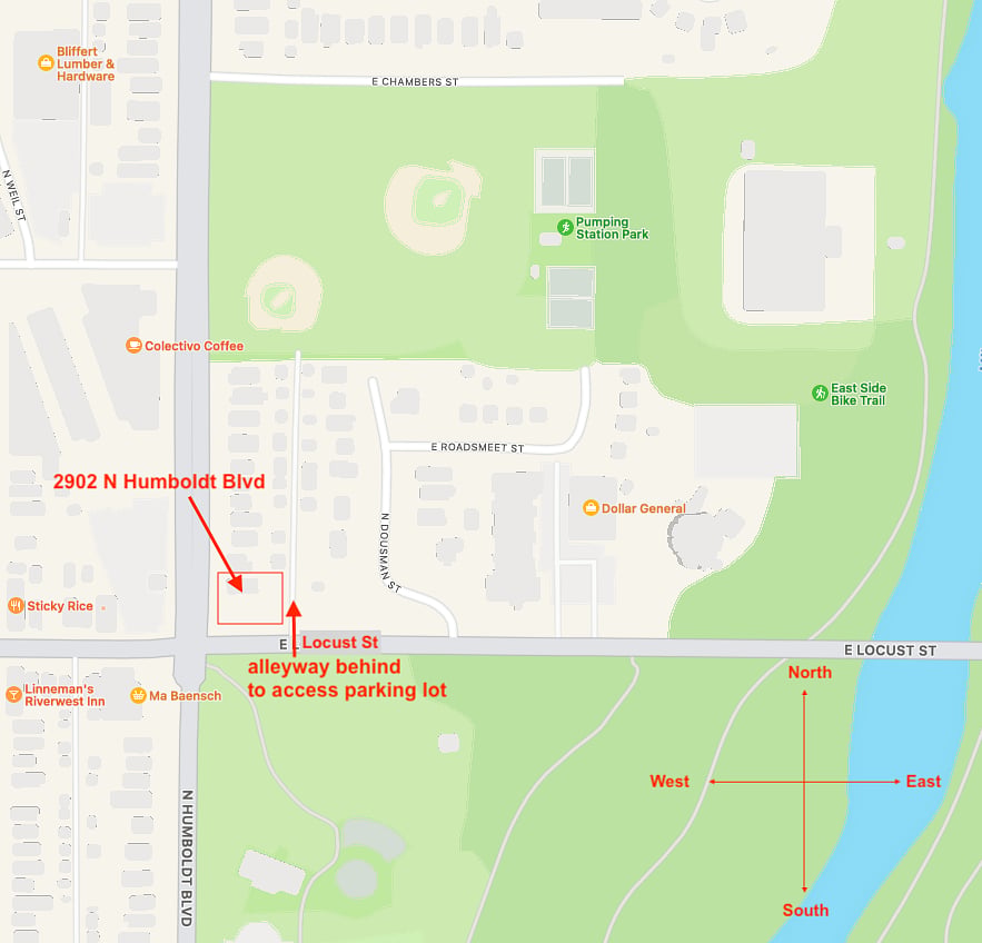 Great location near parks and Milwaukee River.  Private parking access in the rear.