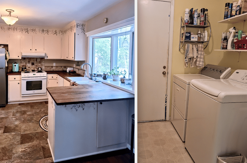 Full size washer & dryer in fully eqpt laundry room.