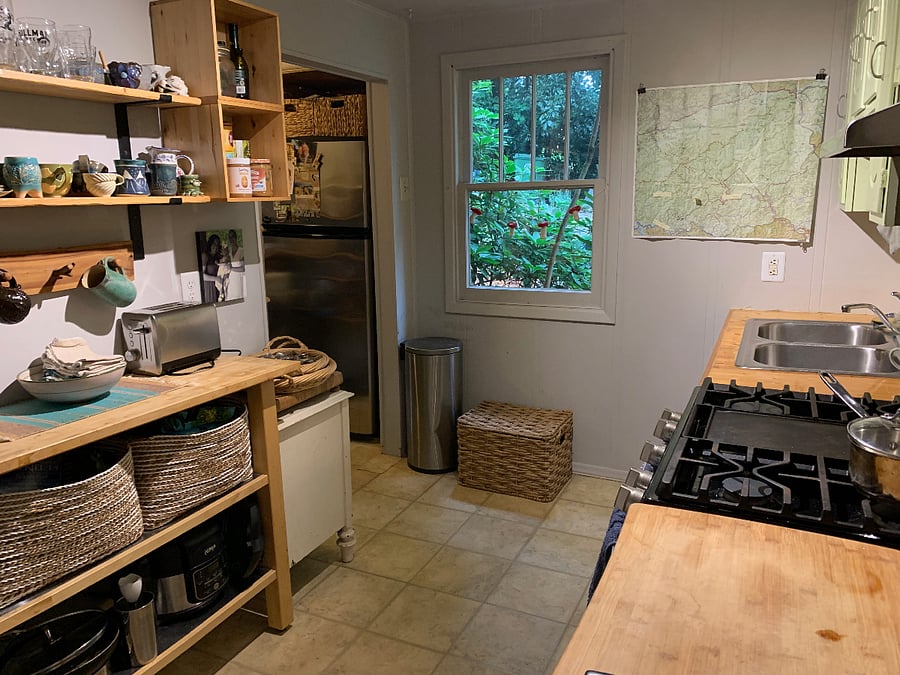 Kitchen: new gas stove/oven, microwave, full size fridge, dishwasher.