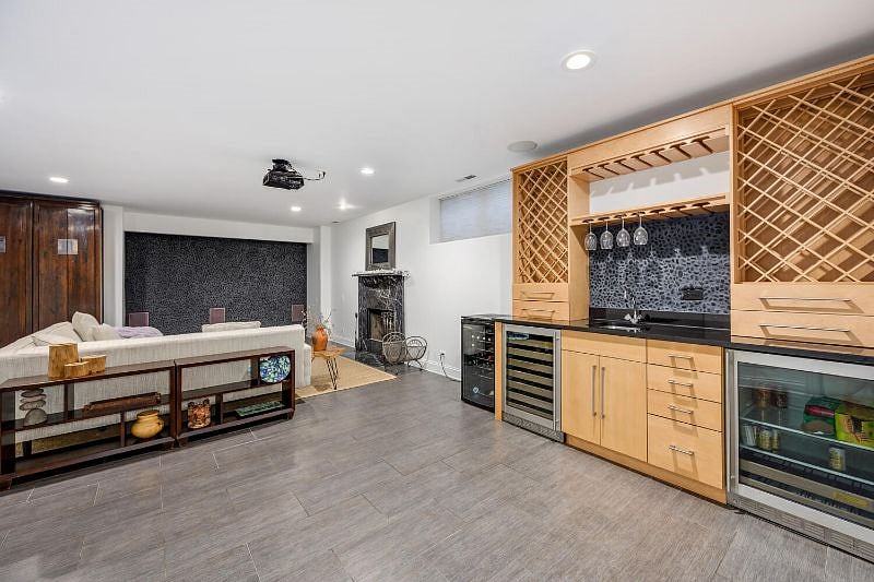 Bar area and projector wall