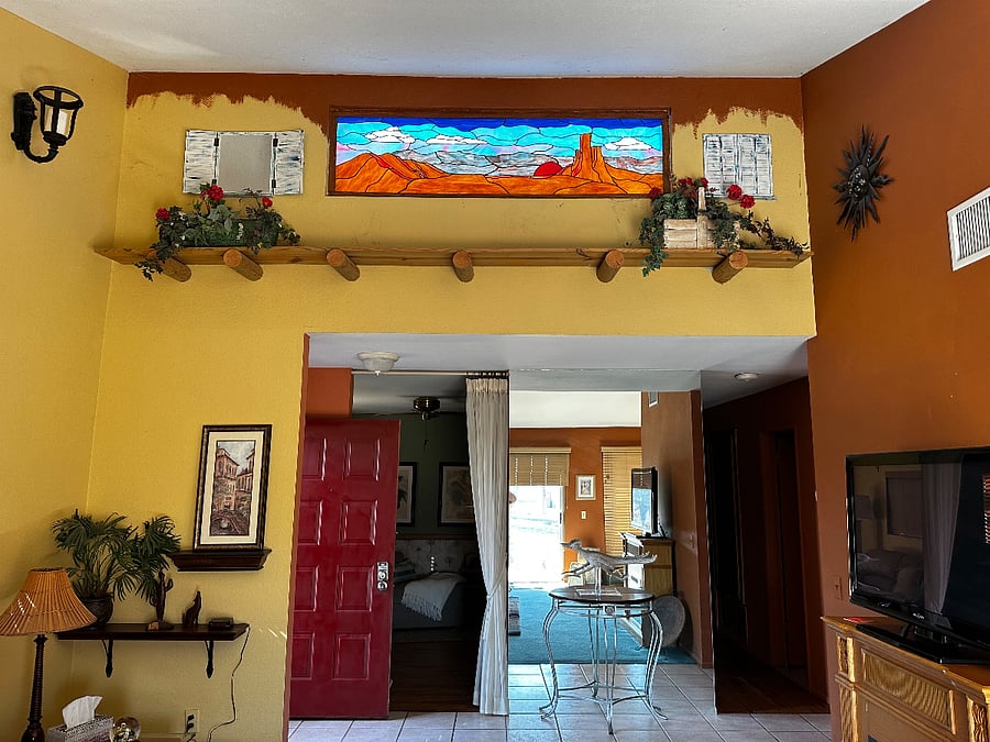 Living room stained glass window.