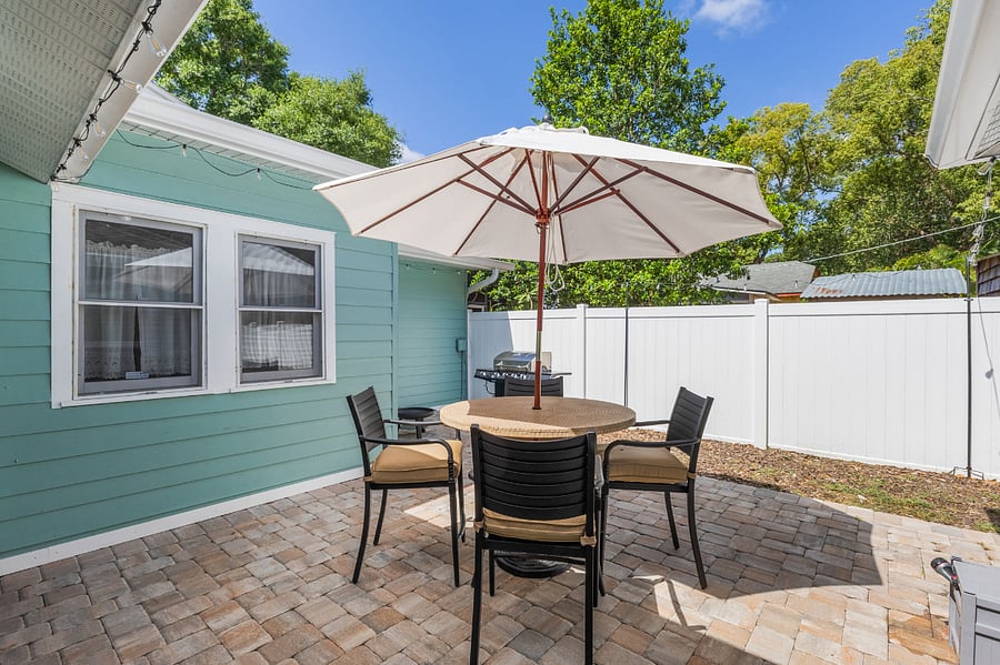 Outdoor Dining under the umbrella