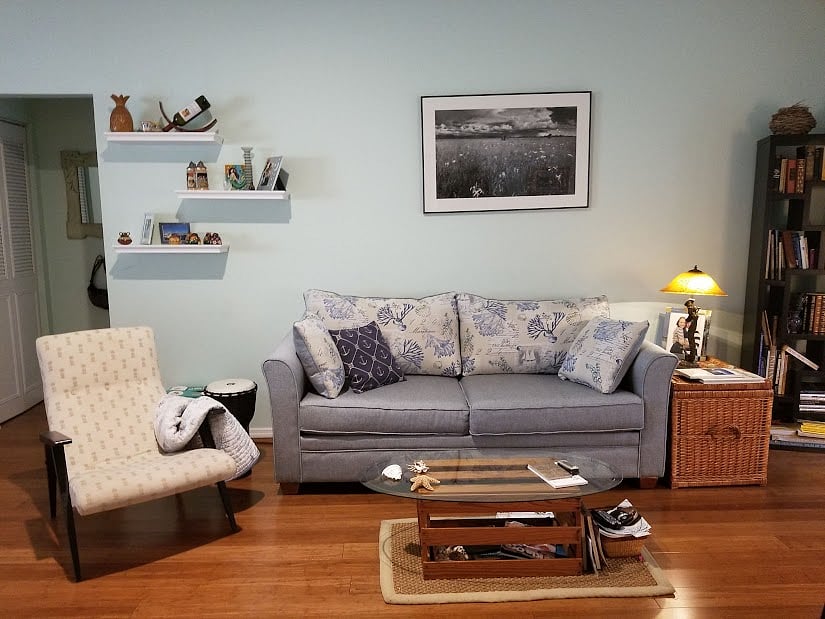 living room area separates master from guest area.