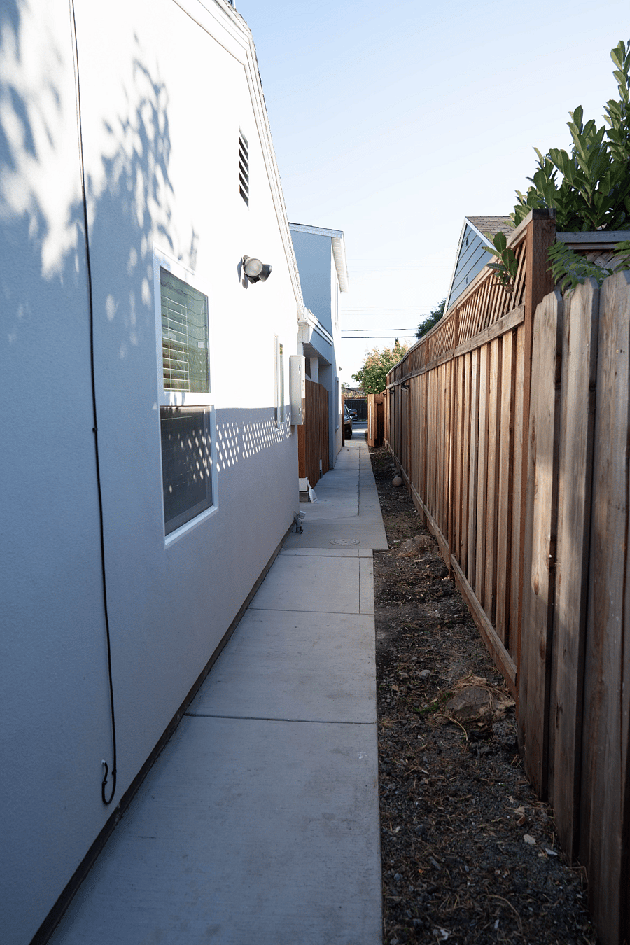 Private walkway leading to driveway