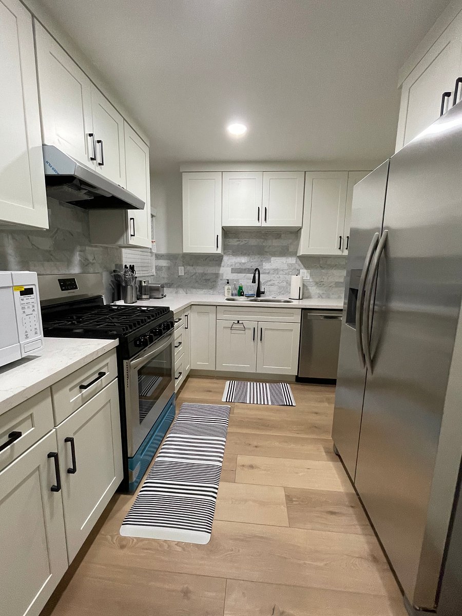 Kitchen with brand new appliances.