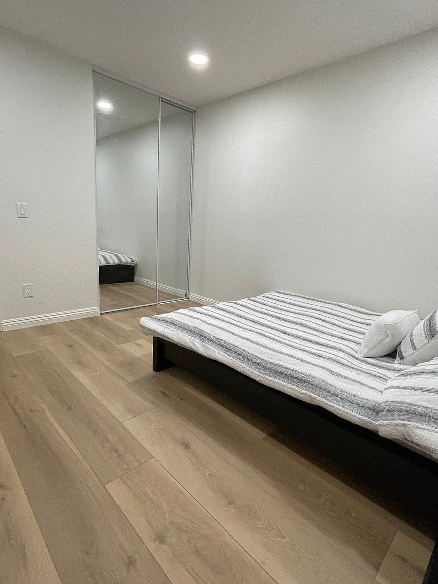 Second bedroom includes FULL size bed, nightstand and mirrored closet.