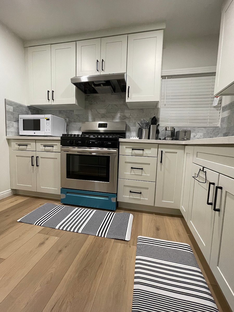 Kitchen with brand new appliances.