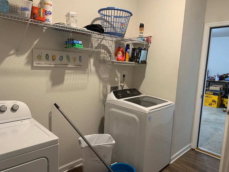 Laundry and entrance to garage