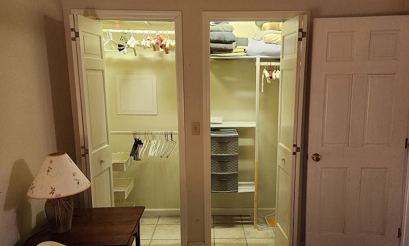 bedroom closet.  there is storage in loft above closet