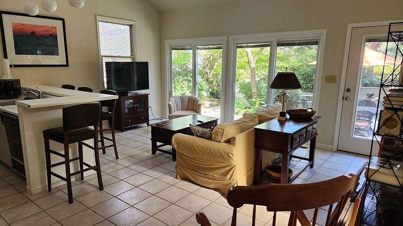 Living area from bathroom door