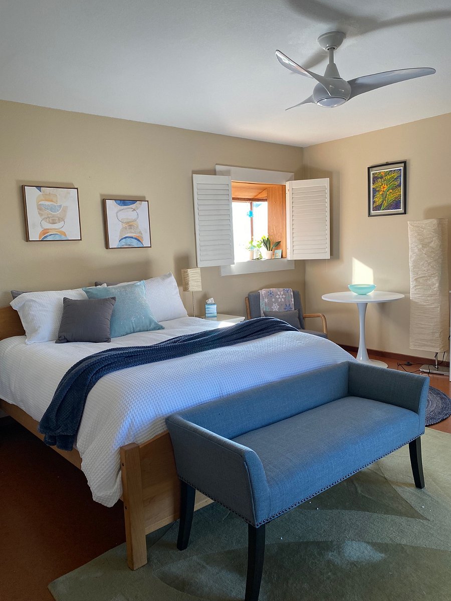 Queen size bed with new bedding