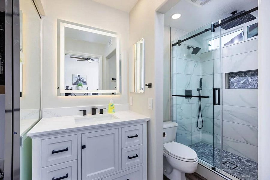 Newly remodeled luxury bathroom in office