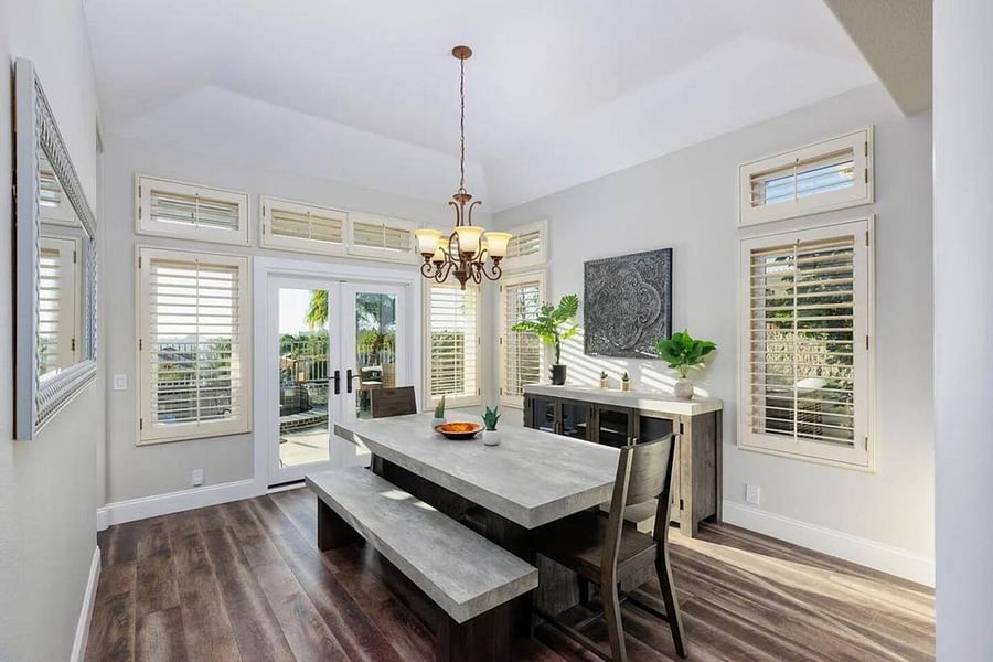Formal Dining Area, adjacent to Formal Living room. Perfect for entertaining with direct access to stunning resort style backyard .