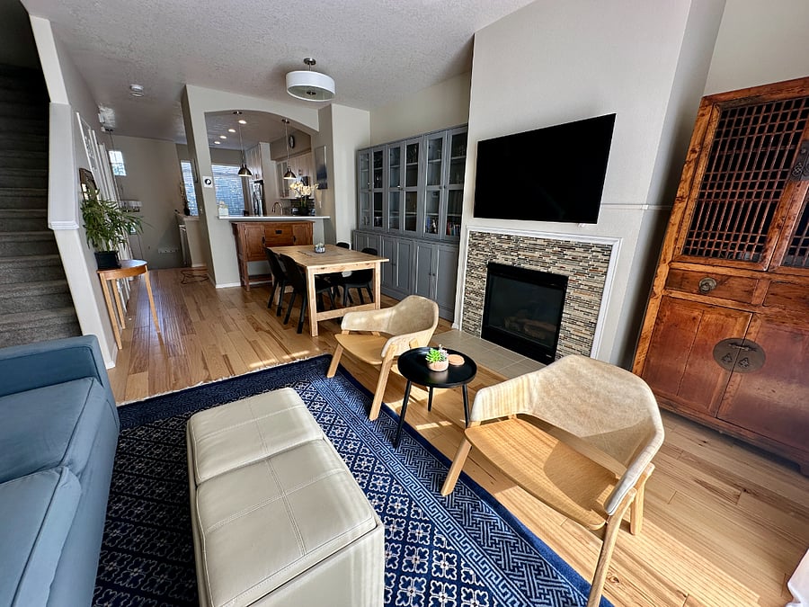 Living and dining areas