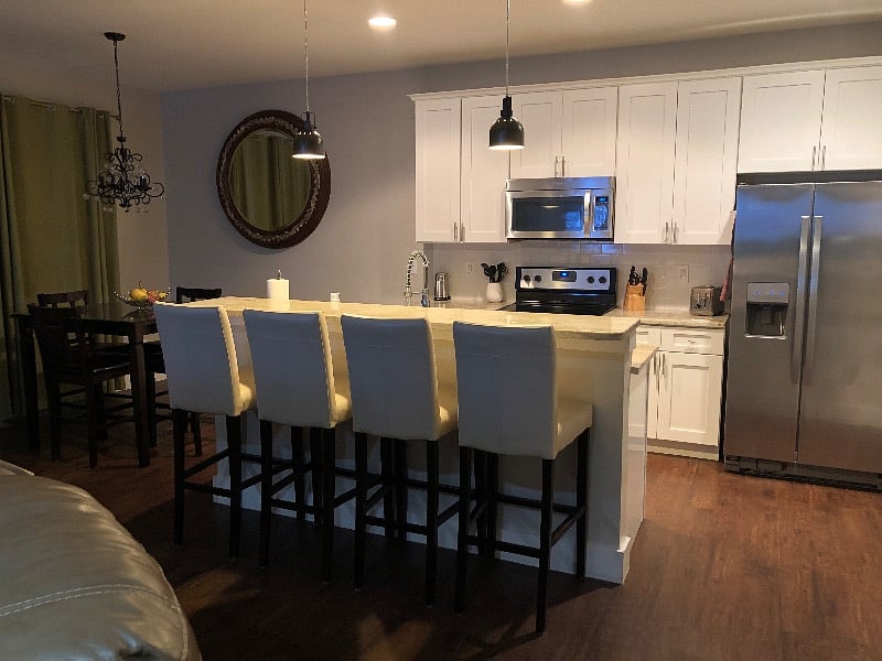 Open concept kitchen and eating area