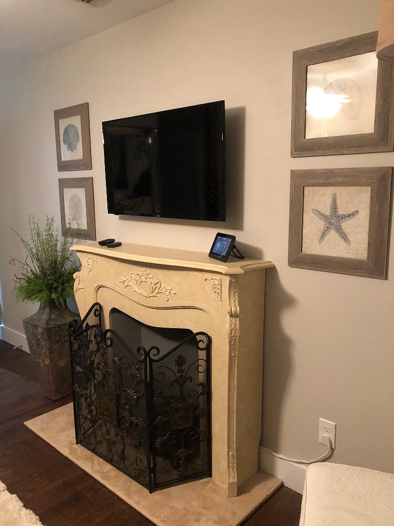 Electric fireplace in master bedroom