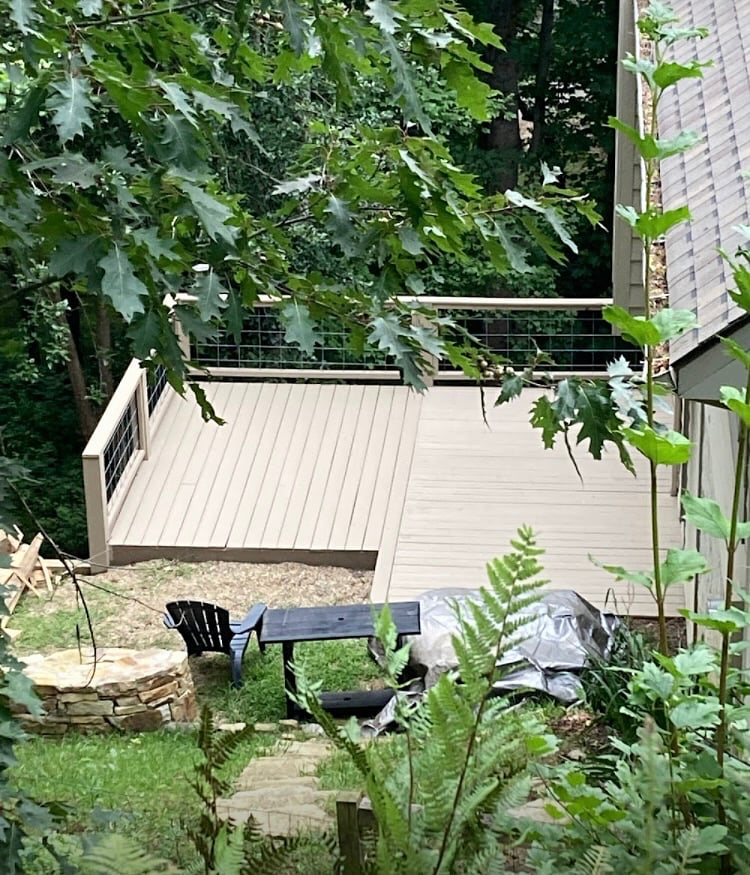 View from the road of back yard