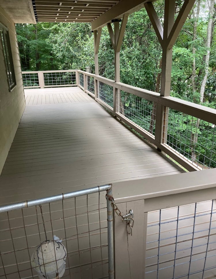 Lower deck that adjoins the back yard area.