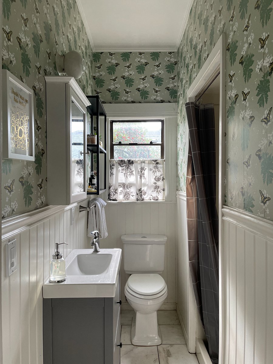 Bathroom, including shower on right