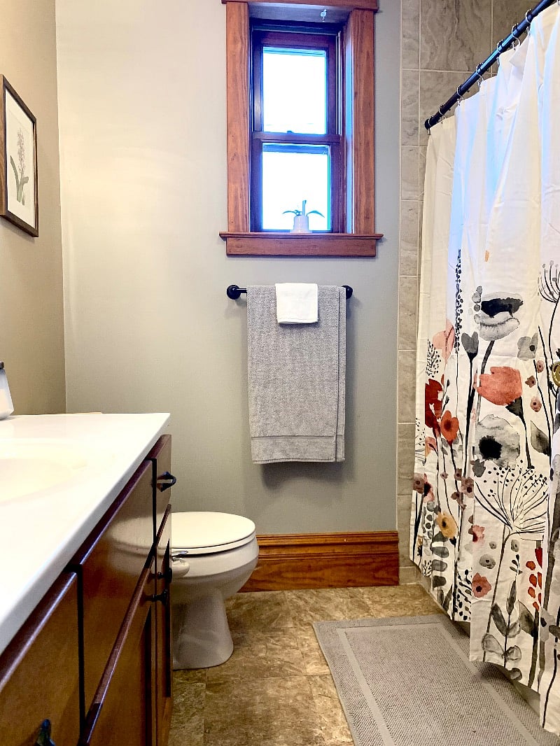 Main Bathroom. Tub and shower. 