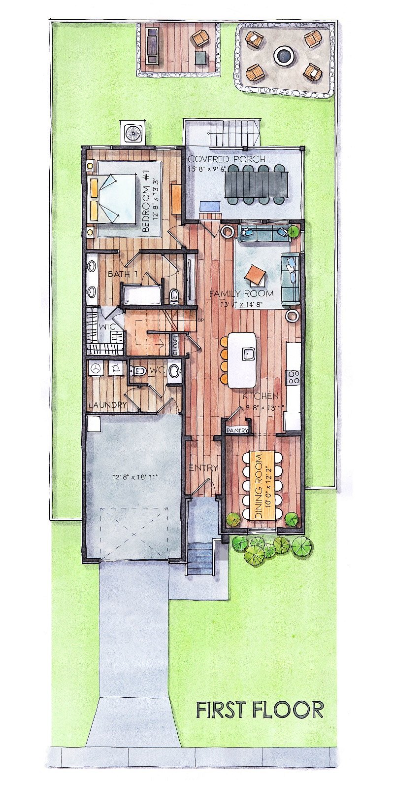 Master bedroom that includes an ensuite full bathroom. Backyard entertainment space includes a dining area, firepit, gas BBQ grill and outdoor games for your family and friends to enjoy during your stay!