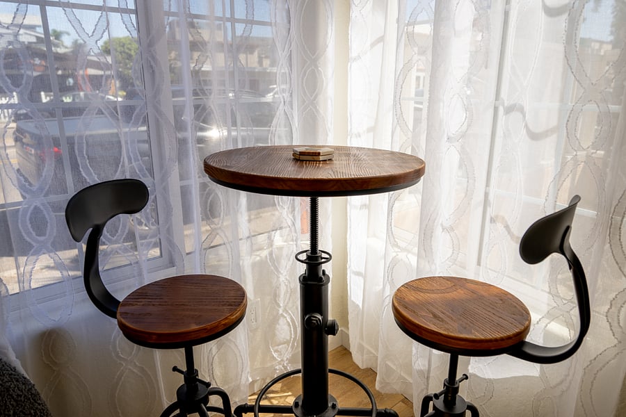 Table and chairs to have a nice dinner or to enjoy your morning coffee or tea. Great space to do remote working or outside on the patio.
