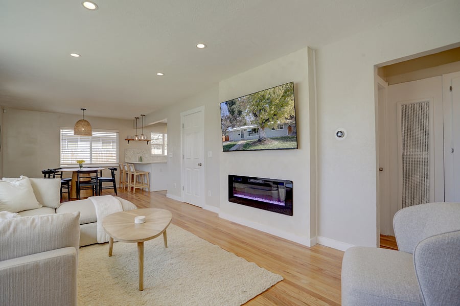 65" tv and electric fireplace for those cozy Colorado winters