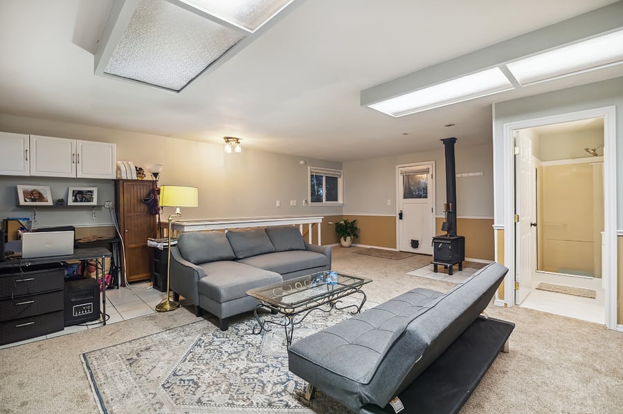 The desk office area has been replaced with a bed there and office is to the left of the fridge